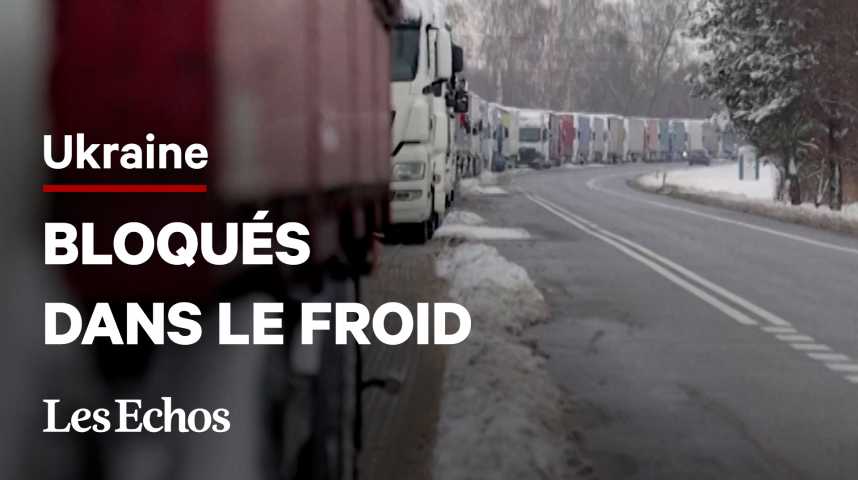 Illustration pour la vidéo Des centaines de chauffeurs ukrainiens sont toujours bloqués à la frontière avec la Pologne 