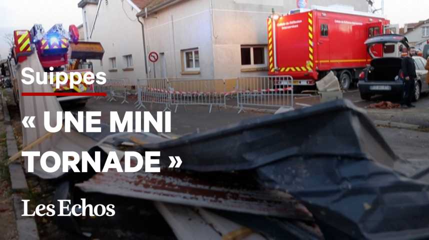 Illustration pour la vidéo Marne : la ville de Suippes frappée par une « mini-tornade »