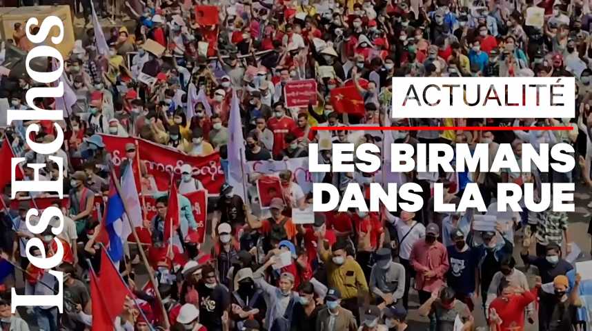 Illustration pour la vidéo Birmanie: des dizaines de milliers de manifestants contre le coup d'Etat