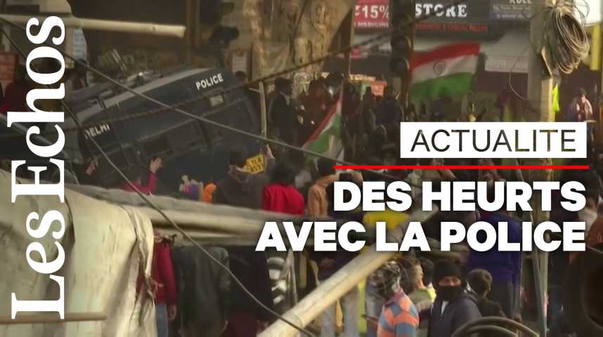 Illustration pour la vidéo En Inde, les agriculteurs protestent contre une réforme du gouvernement